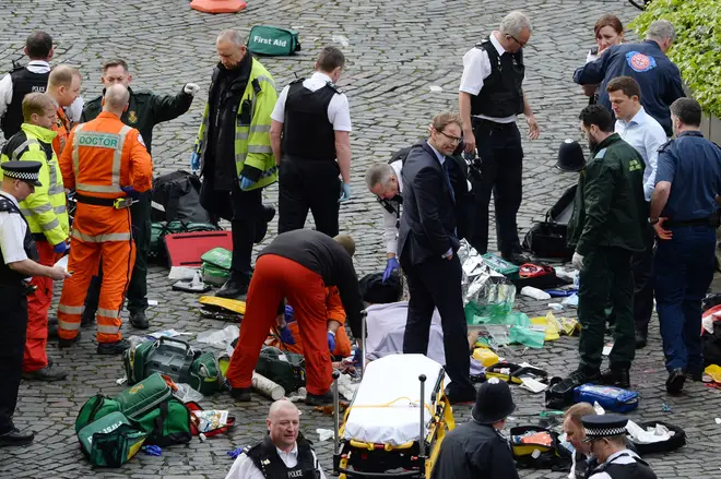 Tobias Ellwood after trying to save the life of PC Keith Palmer who died in the 2017 Westminster terror attack