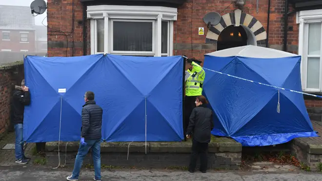 Police searching a property in Stafford today