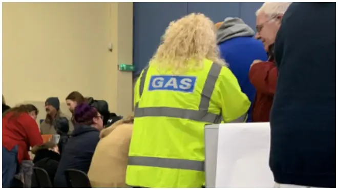 Scottish Gas Network employees are giving out heaters in Falkirk