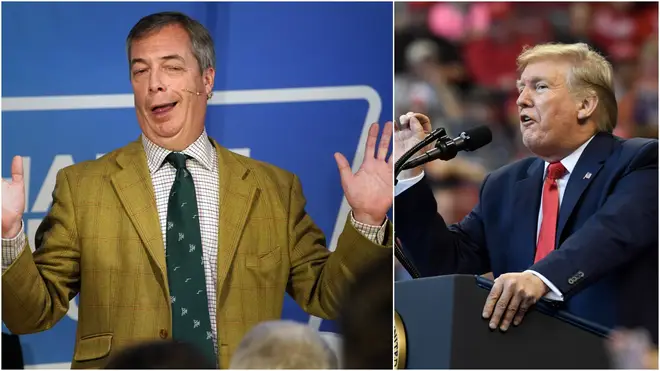 Mr Farage says it's wrong for politicians to put their hatred of Trump above the national interest