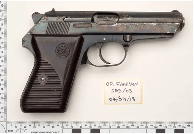 The firearm used in the murder