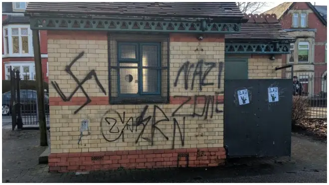Nazi graffiti was sprayed on building across Cardiff
