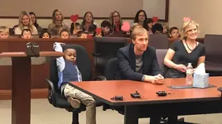 Young Michael invited his whole class to court to watch his adoption
