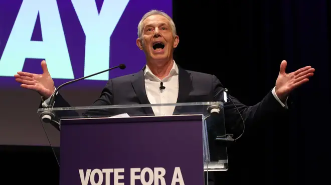 Tony Blair speaking at the rally
