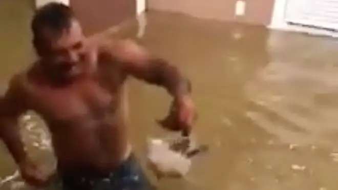Houston man catches fish in his living room