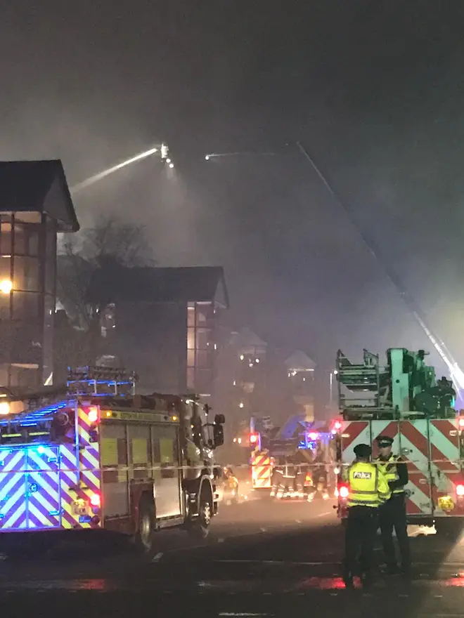 The scene of the fire in Glasgow this evening