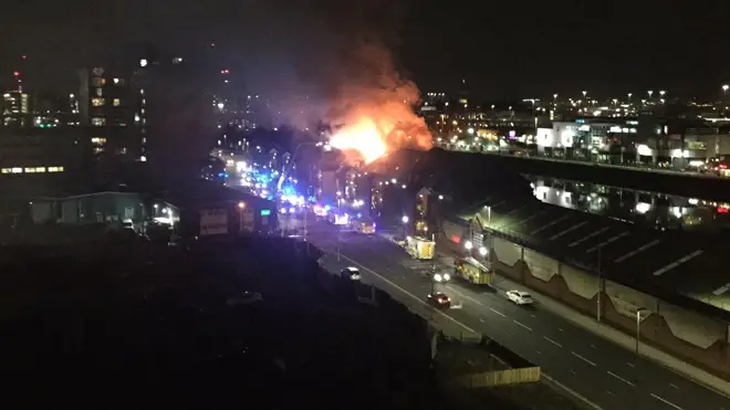 Emergency crews respond to the fire in Glasgow