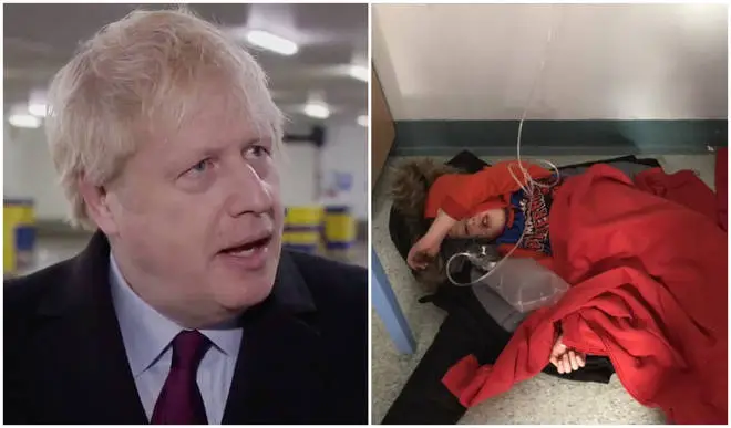 Boris Johnson was shown the photo of the ill boy by a reporter