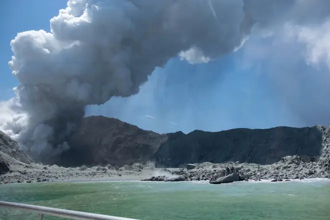 The volcano eruption on White Island, New Zealand.