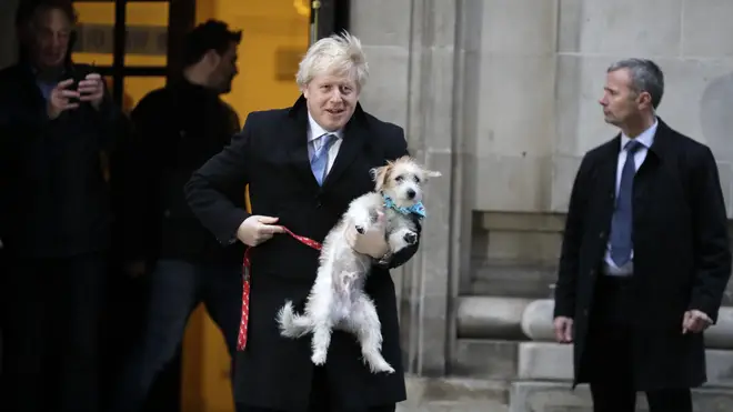 Boris Johnson took Dilyn with him to vote