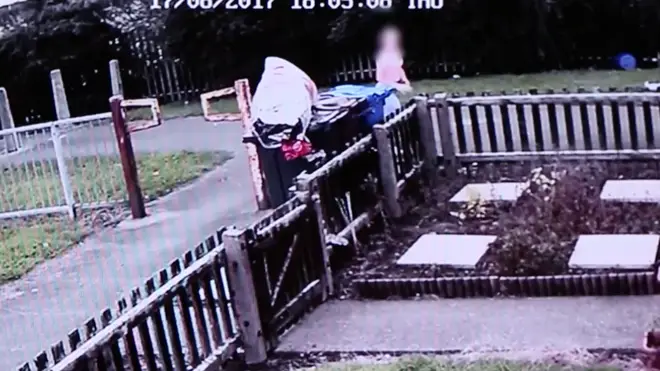 CCTV shows 12-year-old girl running away.