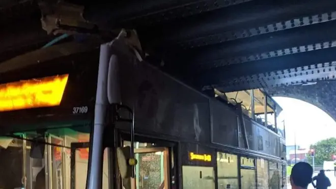 Eight people have been injured after a bus hit a bridge in Swansea