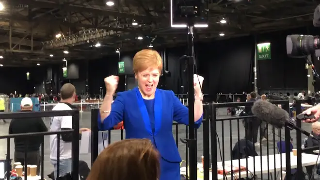 The SNP leader celebrated the win by her candidate in Jo Swinson's seat