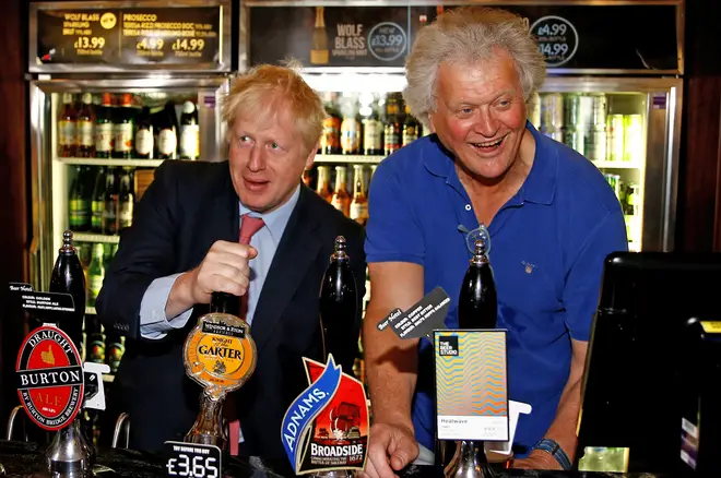 Tim Martin, Chairman of JD Wetherspoon with Prime Minister Boris Johnson