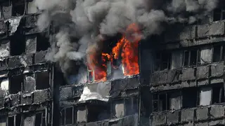 Grenfell Tower fire close-up