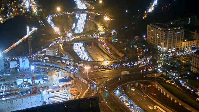 A traffic jam the length of the UK has been piling up outside Paris