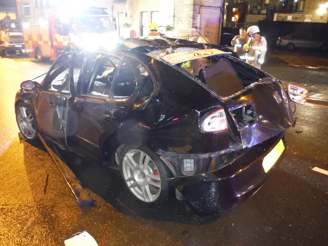 West Yorkshire Fire and Rescue Service released a photo of the damage to the car in Halifax