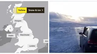 Snow has been seen in northern England and Scotland