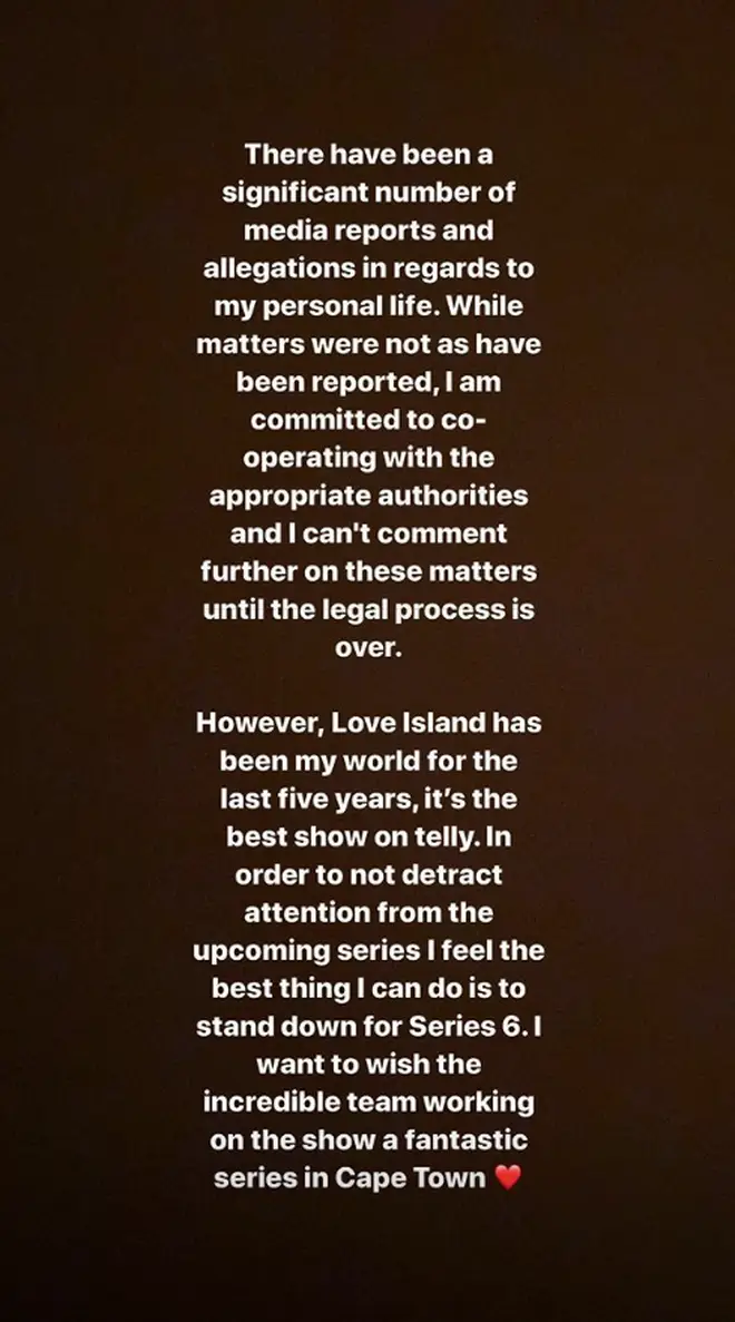 Caroline Flack posted a statement to her Instagram
