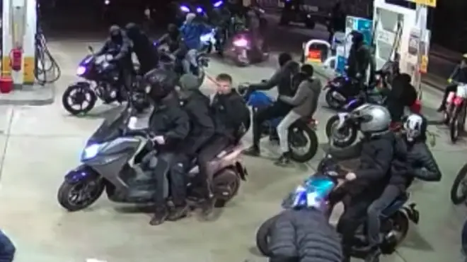 Some bikes had three riders on them as shown on the CCTV