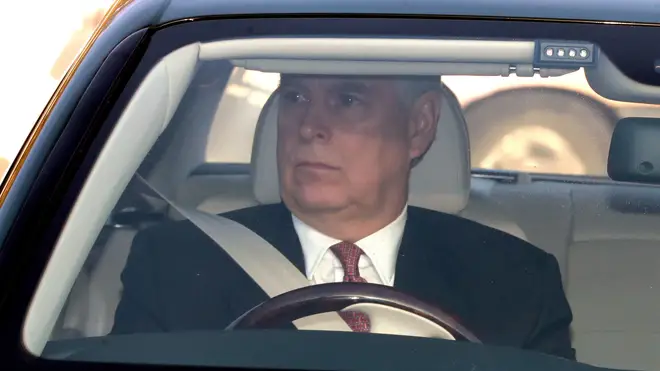 Prince Andrew pictured arriving at Buckingham Palace today