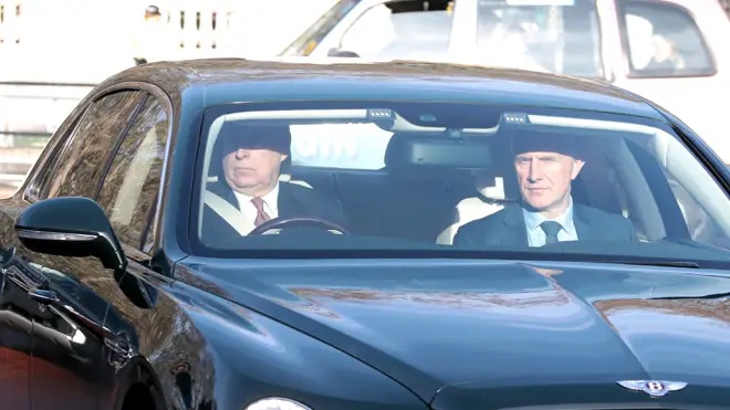 The Duke of York drives his Bentley into Buckingham Palace,