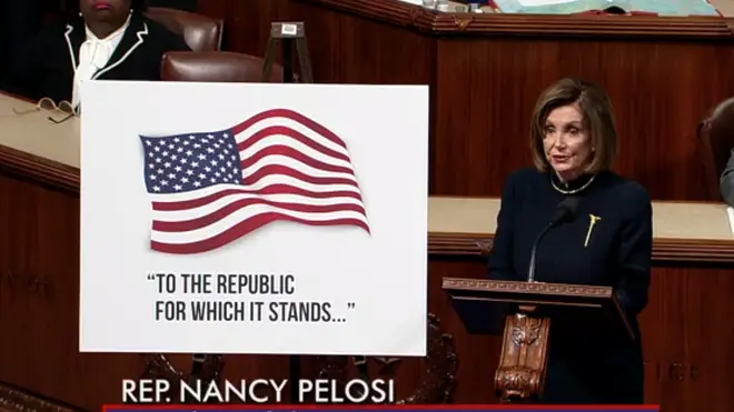 Nancy Pelosi speaking in the House of Representatives