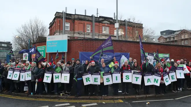 Picket lines have formed across Northern Ireland