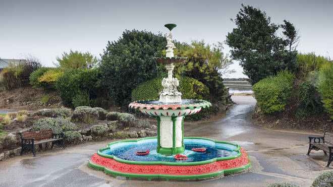The three tiered spray fountain in Promenade Gardens, South Parade, Lytham St Anne's, Lancashire