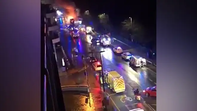 Emergency services at the scene in the small hours of this morning