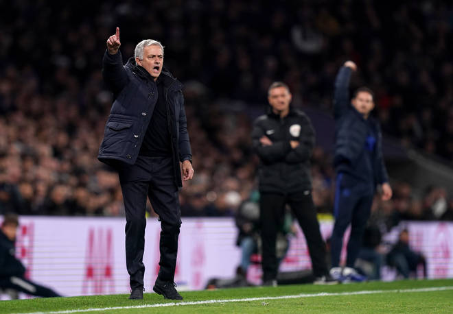 Tottenham Hotspur manager Jose Mourinho on the touchline
