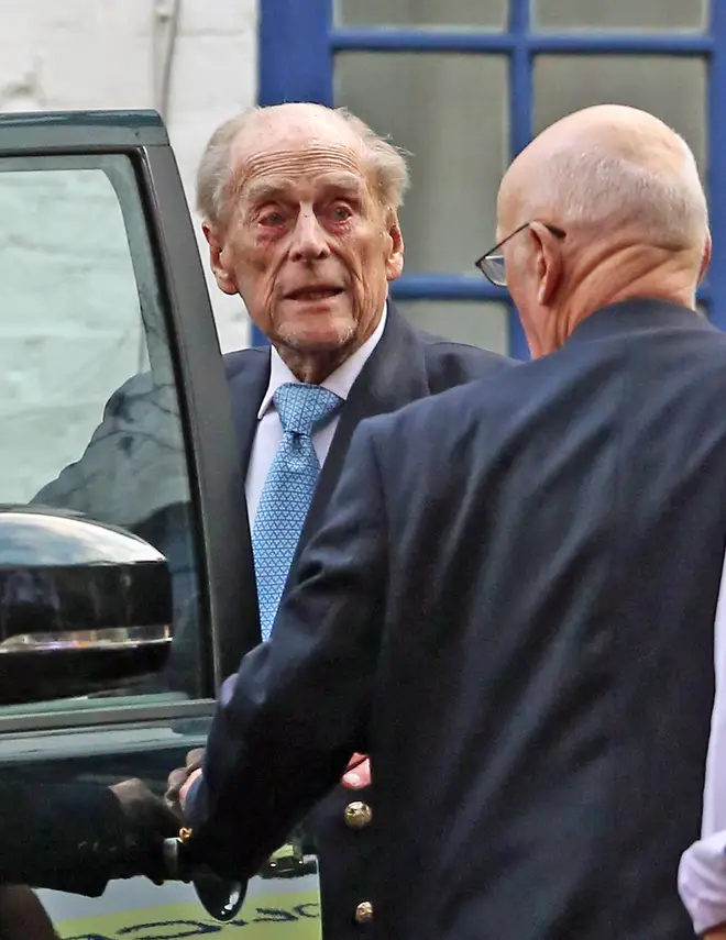 The Duke gets in his Range Rover as he leaves hospital