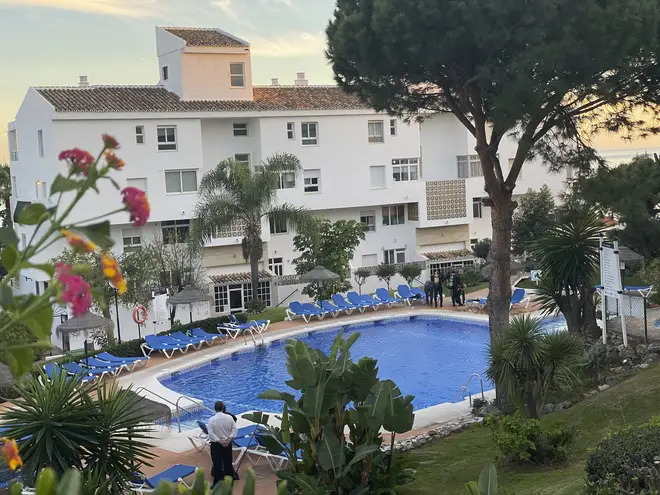 A swimming pool at the Club La Costa World holiday resort near Malaga, Spain