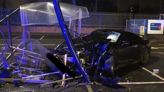 The scene of the crash in a Tesco car park