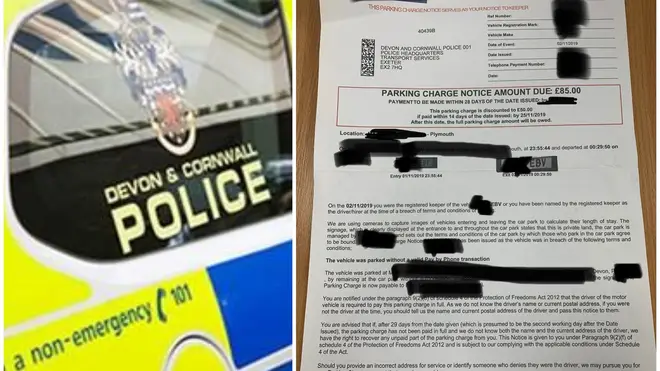 Devon and Cornwall Police are urging a parking ticket to be rescinded after it was slapped on a vehicle during a call out