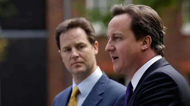 Nick Clegg (L) and David Cameron (R) formed the Coalition government in 2010