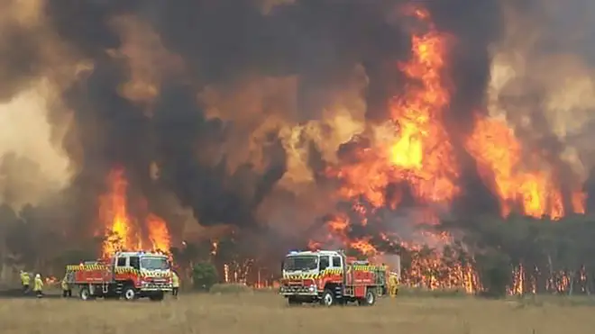 Australia's Rural Fire Service is fighting to contain dozens of huge blazes