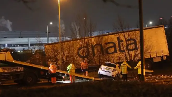 The crash between the Yaris and a lorry happened shortly before midnight