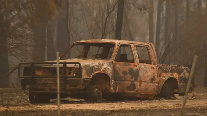 A burnt out car in Victoria