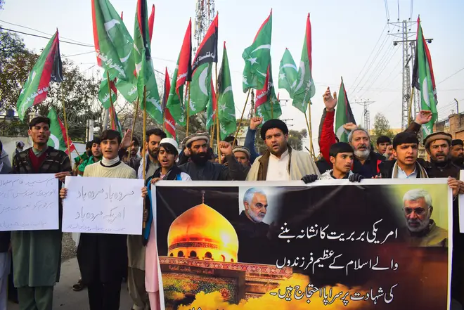 Protest rallies in Pakistan against Gen Qassim Soleimani's killing.