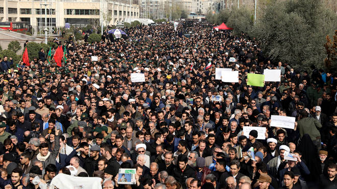 Protesters gather in Tehran to demonstrate against General Soleimani's assassination