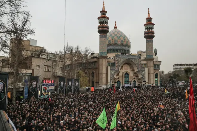 Thousands took to the streets in Iran to mourn the death of Soleimani
