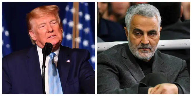 President Donald Trump (left) threatened to target Iran if it retaliates for the killing of General Soleimani