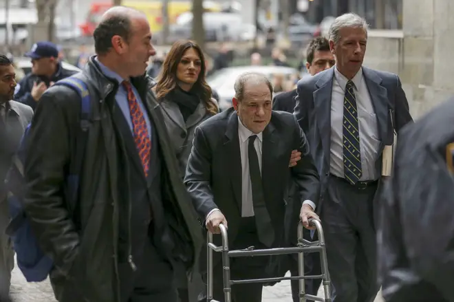Harvey Weinstein arrived at court with a walking frame