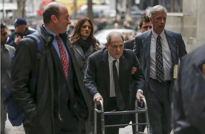 Harvey Weinstein arrived at court with a walking frame.