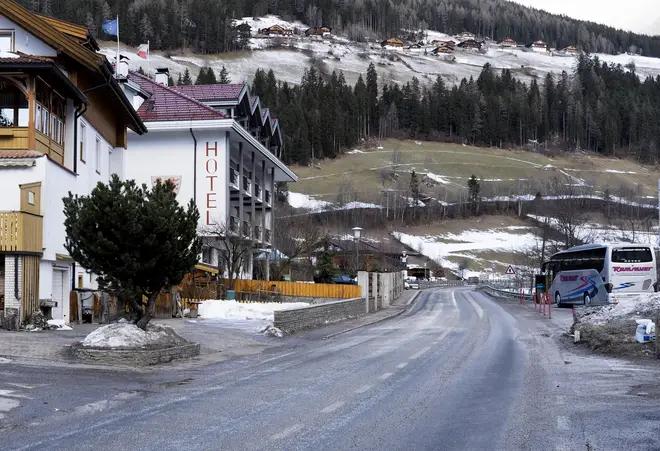 General view on a street where a car had plowed into a group of people in Luttach, near Bruneck in the northern region South Tirol, Italy
