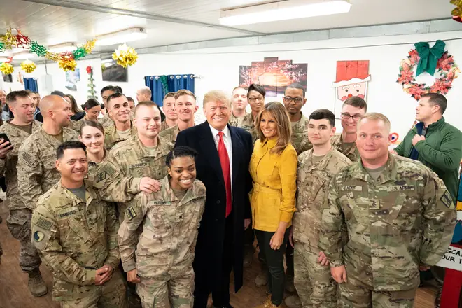 Mr Trump visited al-Asad airbase with the First Lady in December 2018