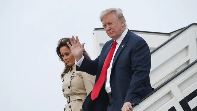 Donald Trump and his wife Melania on Air Force One