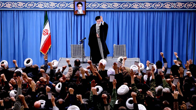 Supreme Leader Ayatollah Ali Khamenei addressing the audience