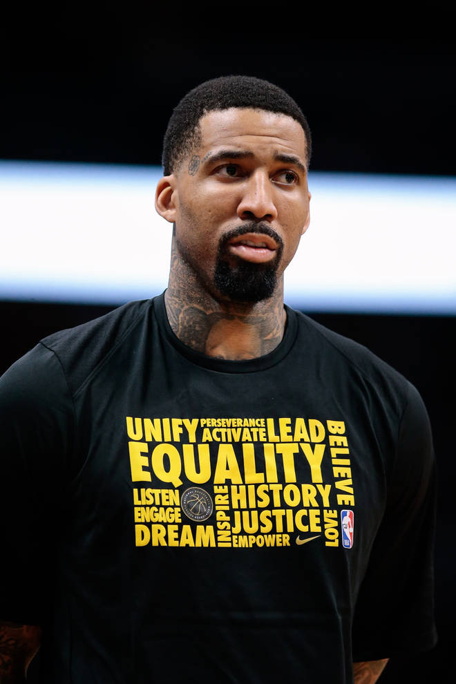 American basketball player Wilson Chandler wears a shirt for black history month.